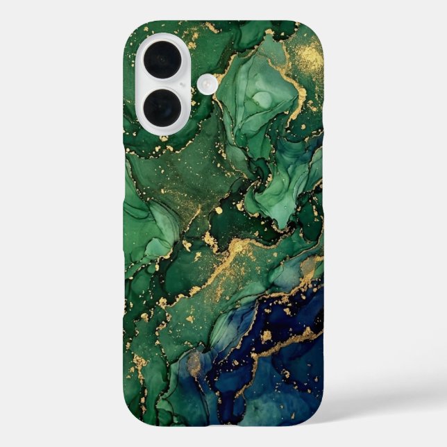 Luxury Emerald Green Gold Marble Phone Case (Back)