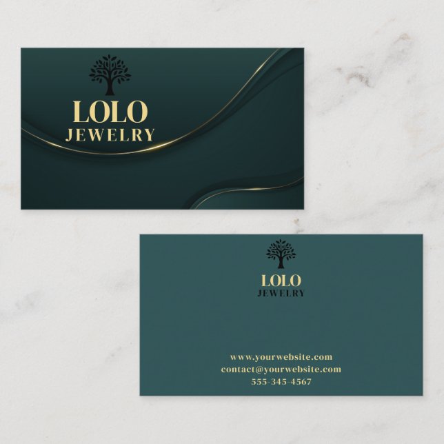 Luxury Emerald Green Jewellery Business Card (Front/Back)