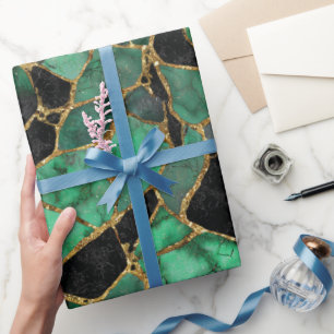 Luxury Emerald Green Marble Shine Abstract Pattern Wrapping Paper
