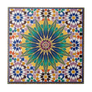 Luxury Emerald Green Moroccan Zellij Star Mosaic Ceramic Tile