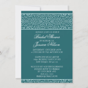 Luxury Emerald Lace Elegant Bridal Shower Invite