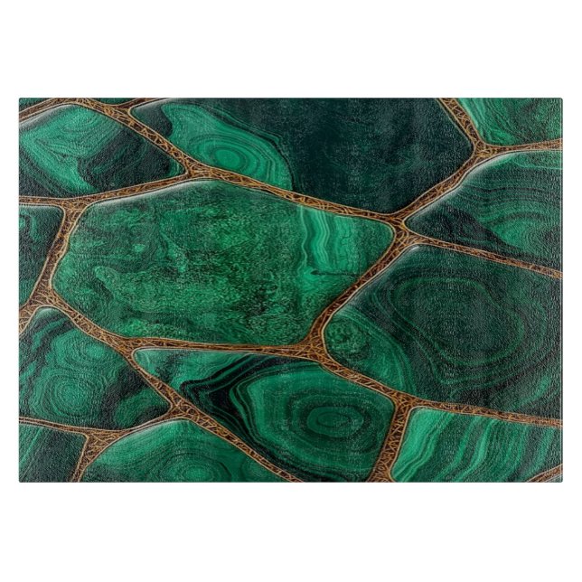 Luxury Emerald Malachite Green Marble Abstract Cutting Board (Front)