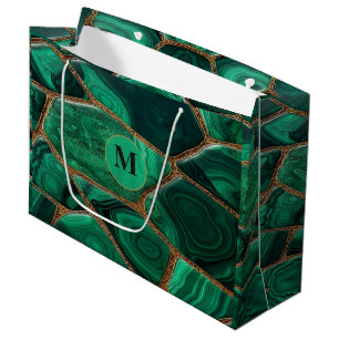 Luxury Emerald Malachite Green Marble Abstract Large Gift Bag