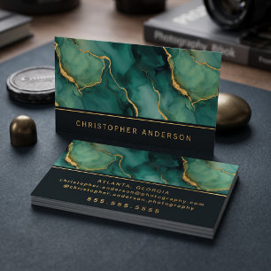 Luxury Emerald Marble Business Card