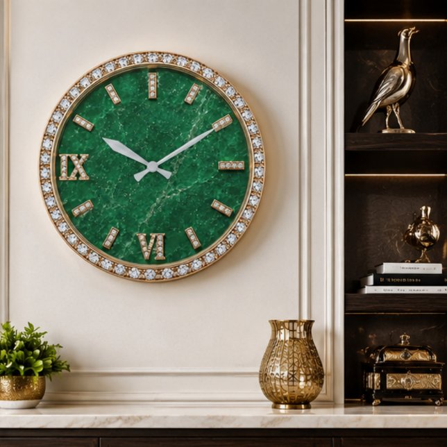 Luxury Emerald Marble Diamond Large Clock (Creator Uploaded)