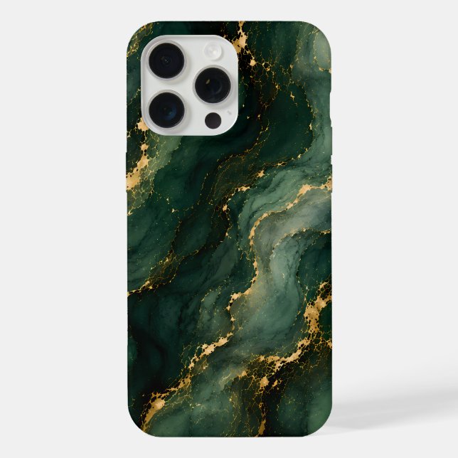 Luxury Emerald Marble with Gold Veins iPhone Case (Back)