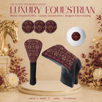 Luxury Equestrian Burgundy and Gold Golf Balls
