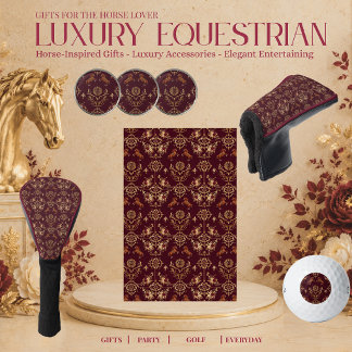 Luxury Equestrian Burgundy and Gold Golf Towel