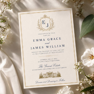 Luxury Estate Monogram Old Money Wedding Invitation