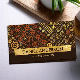Luxury Ethnic Pattern- terracotta brown and gold Business Card