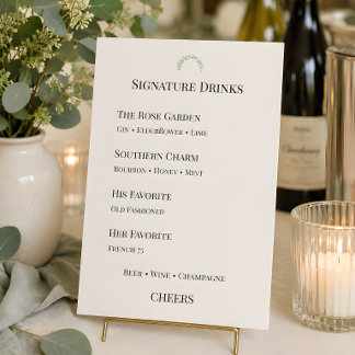Luxury Eucalyptus Greenery Signature Drinks Menu