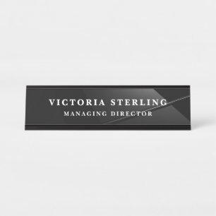 Luxury Executive Black & Silver Desk Name Plate