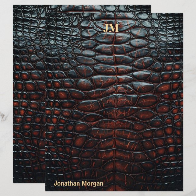 Luxury Executive Monogram Premium Leather  Custom Letterhead (Front/Back)