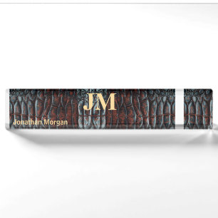 Luxury Executive Monogram Premium Leather Nameplate