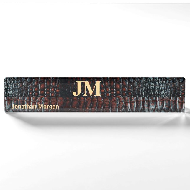 Luxury Executive Monogram Premium Leather  Nameplate (Front)