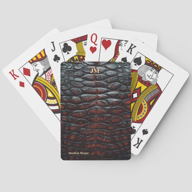 Luxury Executive Monogram Premium Leather  Playing Cards (Back)
