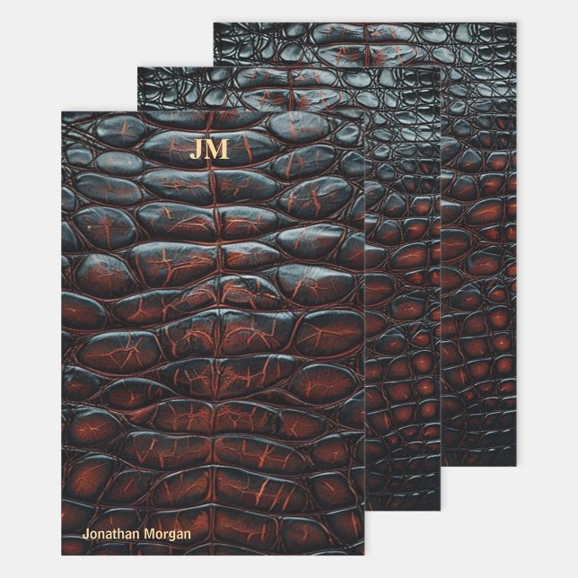 Luxury Executive Monogram Premium Leather  Wrapping Paper Sheet (Creator Uploaded)
