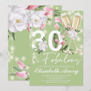 Luxury Fabulous Floral 30th Birthday Party Invitation