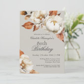 Luxury Fall Floral 80th Birthday Party Invitation (Standing Front)