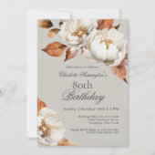 Luxury Fall Floral 80th Birthday Party Invitation (Front)