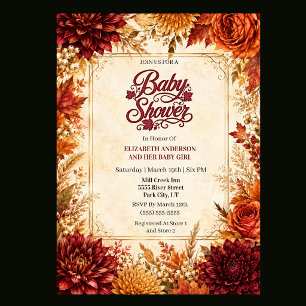 Luxury Fall Girl Baby Shower Invitation