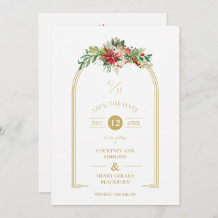 Luxury Fancy Initials Arch Floral Christmas Photo Save The Date