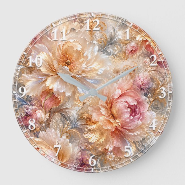Luxury Fantasy Blooms Large Clock (Front)