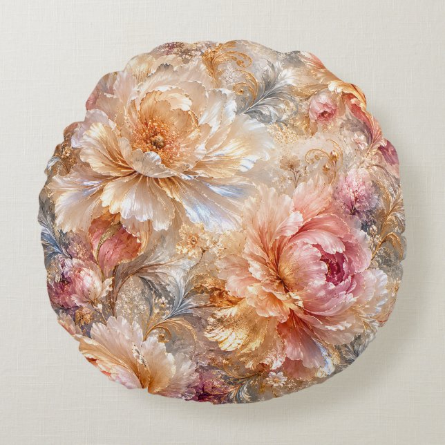 Luxury Fantasy Blooms Round Cushion (Front)