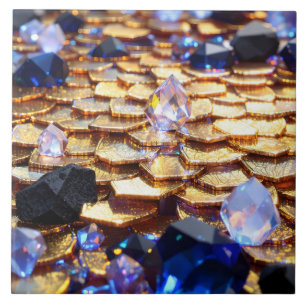 Luxury Fantasy Gemstone Abstract Ceramic Tile