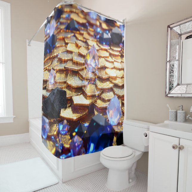 Luxury Fantasy Gemstone Abstract  Shower Curtain (In Situ)