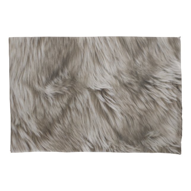 Luxury Faux Fur Print Beige Tan  Mink Animal Hair  Pillowcase (Front)