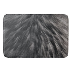 Luxury Faux Fur Print Black Grey Mink Animal Hair  Bath Mat