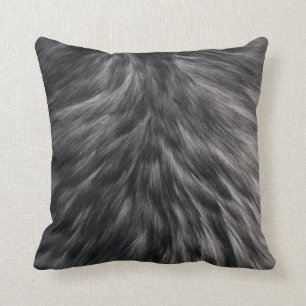 Luxury Faux Fur Print Black Grey Mink Animal Hair  Cushion