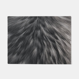 Luxury Faux Fur Print Black Grey Mink Animal Hair  Doormat