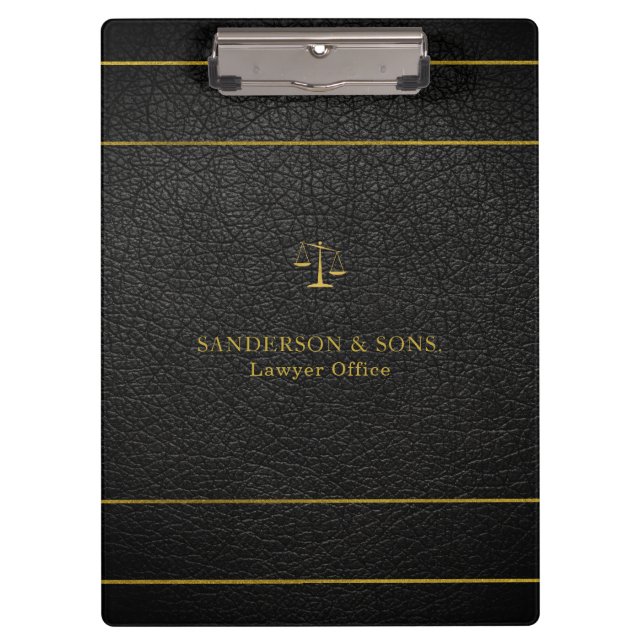 Luxury faux gold and black leather lawyer office clipboard (Front)
