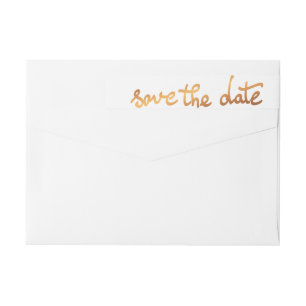 Luxury Faux Gold Foil Save The Date Typography Wrap Around Label