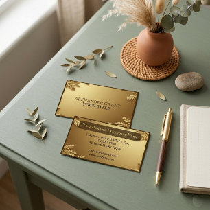 Luxury Faux Gold Foliage Minimal Modern Business Calling Card