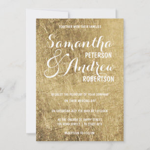 Luxury faux gold leaf Wedding Invitation