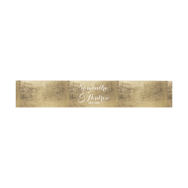Luxury faux gold leaf wedding invitation belly band (Flat)