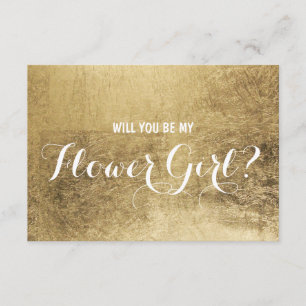 Luxury faux gold leaf Will you be my flower girl Invitation