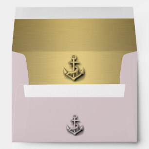 Luxury faux gold nautical anchor wedding envelopes