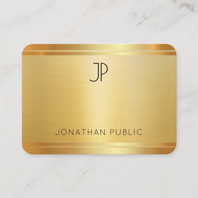 Luxury Faux Gold Premium Linen Professional Modern Business Card (Front)