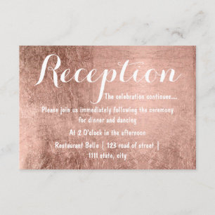 Luxury faux rose gold leaf wedding reception enclosure card