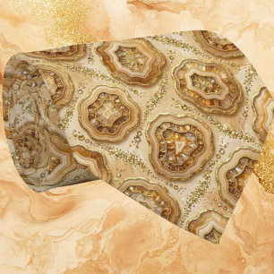 Luxury Faux Silk Camel + Gold Geode Neck Tie