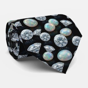 Luxury Faux Silk Diamond Opal Gentleman's Tie