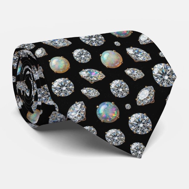 Luxury Faux Silk | Diamond Opal Gentleman's Tie (Rolled)