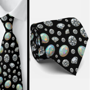 Luxury Faux Silk Diamond Opal Gentleman's Tie