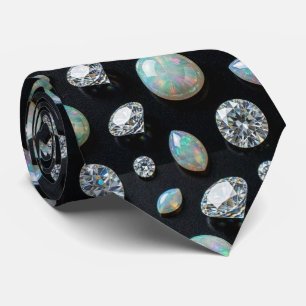 Luxury Faux Silk Diamond Opal Gentleman's Tie