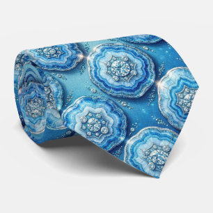 Luxury Faux Silk   Ocean Blue Geode Neck Tie