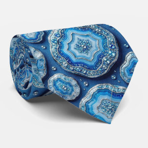 Luxury Faux Silk   Ocean Blue Geode Neck Tie